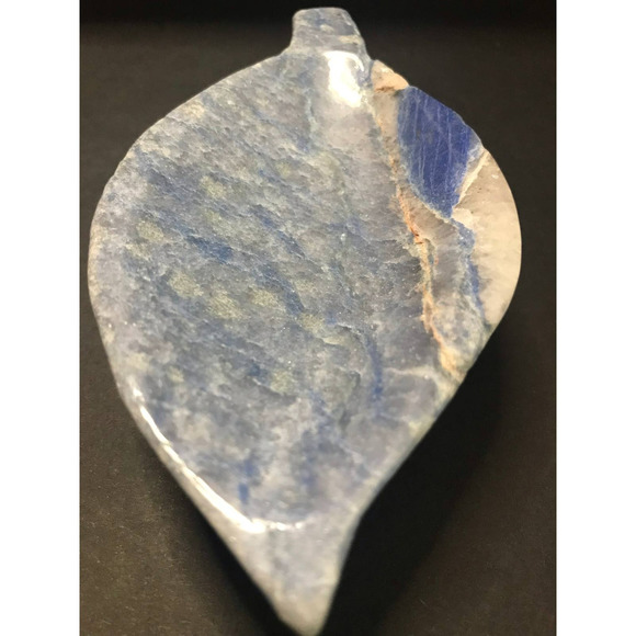 NATURAL BLUE AVENTURINE LEAF BOWL - Picture 8 of 9